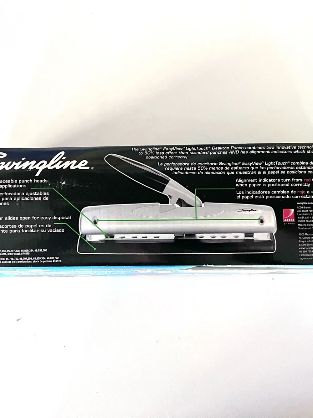 Swingline EasyView LightTouch Desktop Hole Punch NIB